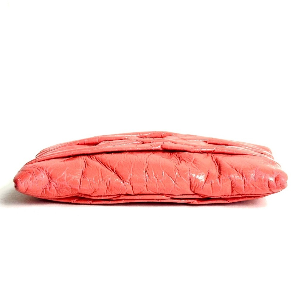 Onna Ehrlich Patent Leather Wristlet in Salmon with Chain Detail - Picture 8 of 12